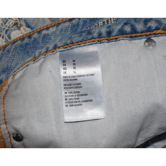 American Eagle Denim Shorts Shortie Chiro hey Floral Design Bleach Size 10 - Picture 4 of 6